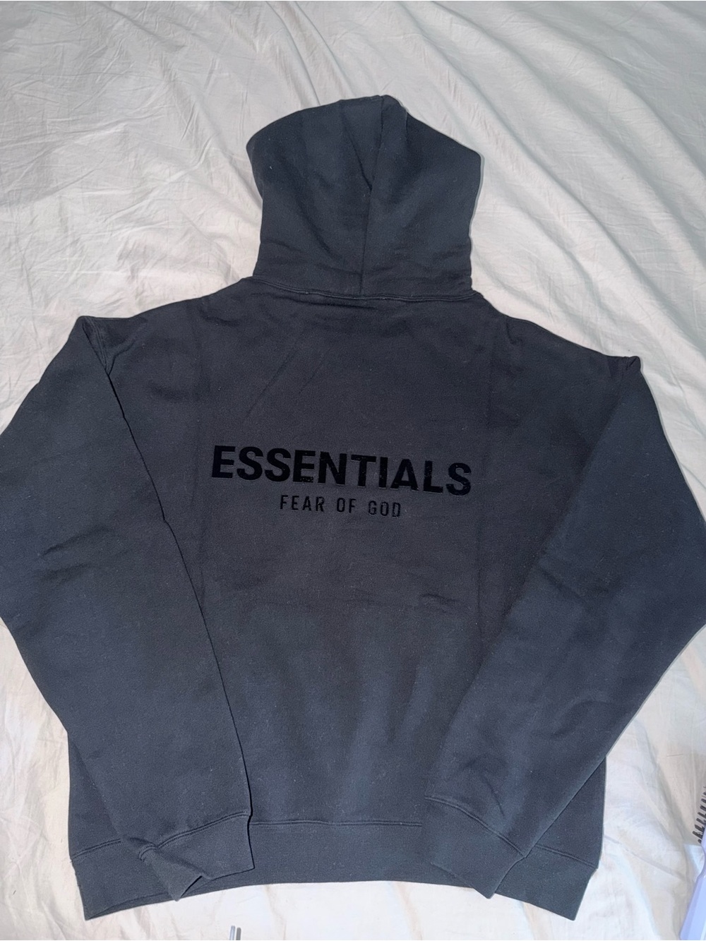 Essentials Fear of God Black Crewneck Sweatshirt with Back Logo
